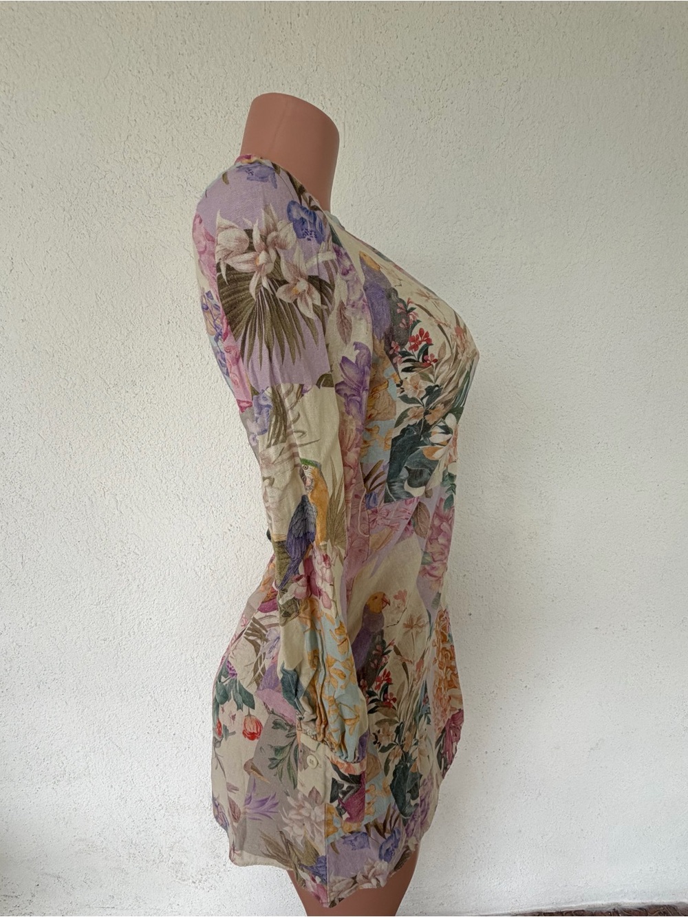 Floral Patchwork Button-Front Women’s Top - Cream/Multi - Picture 2 of 7